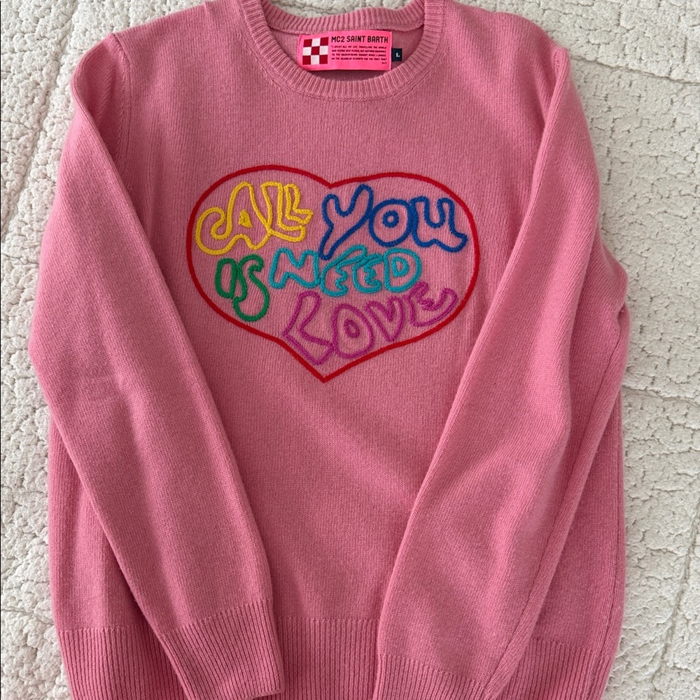 MC2 Saint Barth Pink Sweater with Colorful Heart Design